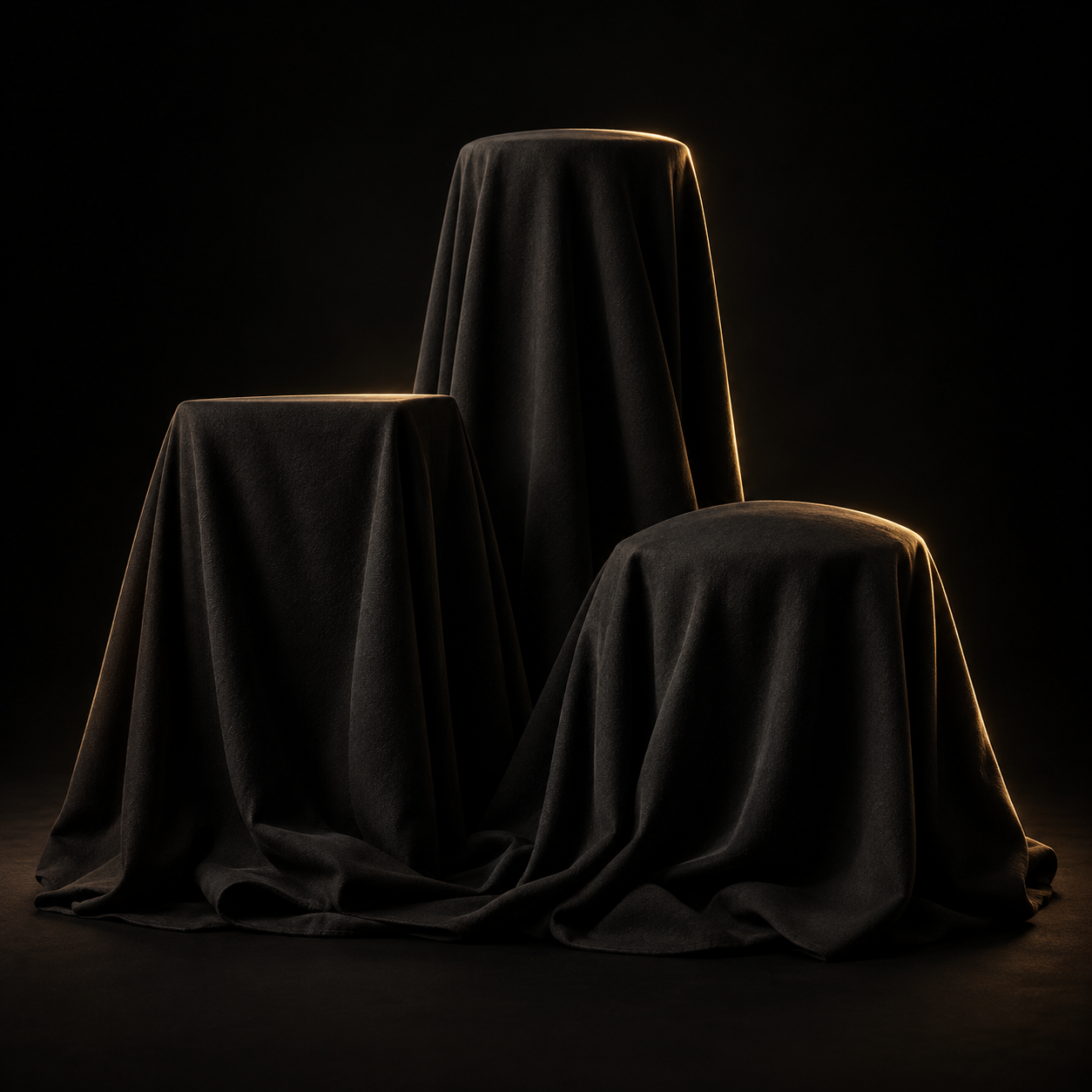 Three mysterious covered forms representing ARKO's private D2C portfolio